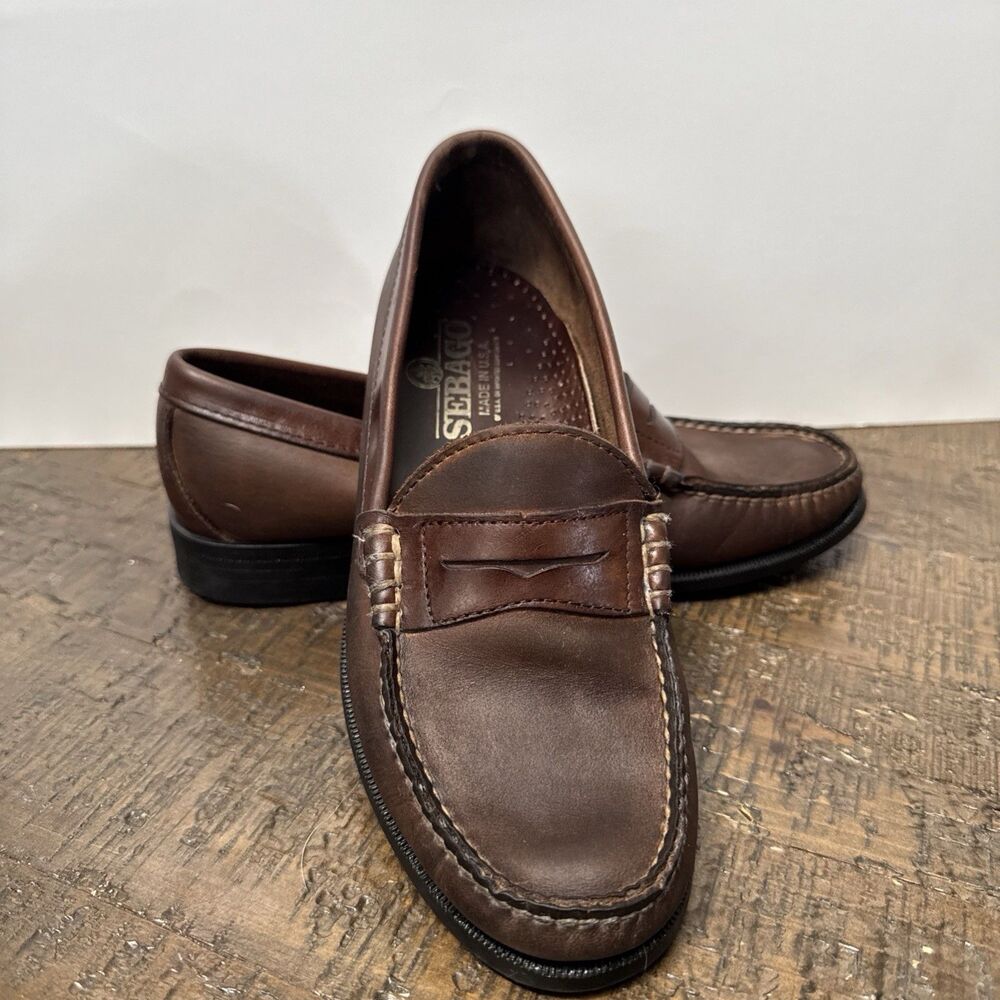 Sebago Penny Loafers Women Size 9 Wide Leather Made In USA slip on